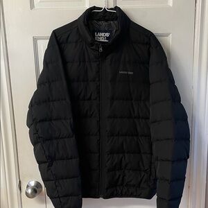 Lands’ End black down filled puffer jacket men’s size M